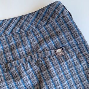 North Face Chino Blue Plaid Outdoors Swim Hiking Polyester‎ Shorts Mens Size 38